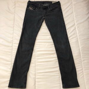 Diesel Lowky Stretch Studded Gray Wash Jeans 27